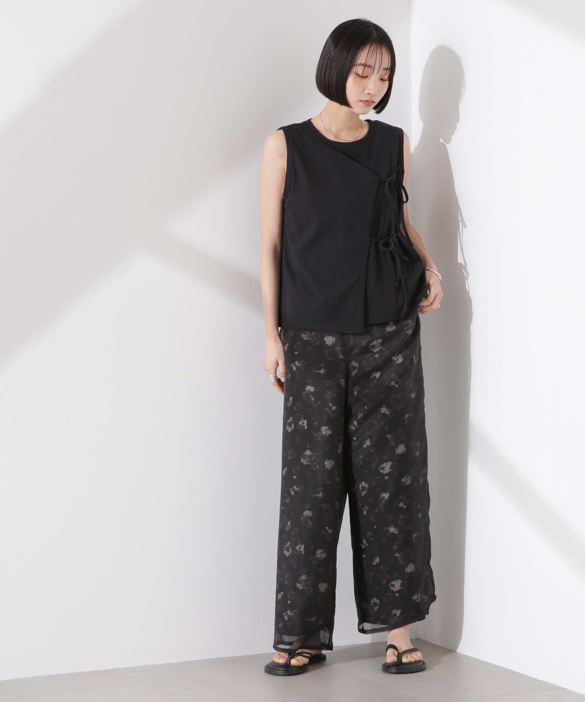 nano･universe「ドライタッチ天竺リボン結びディティールトップス」|Tシャツ・カットソー|