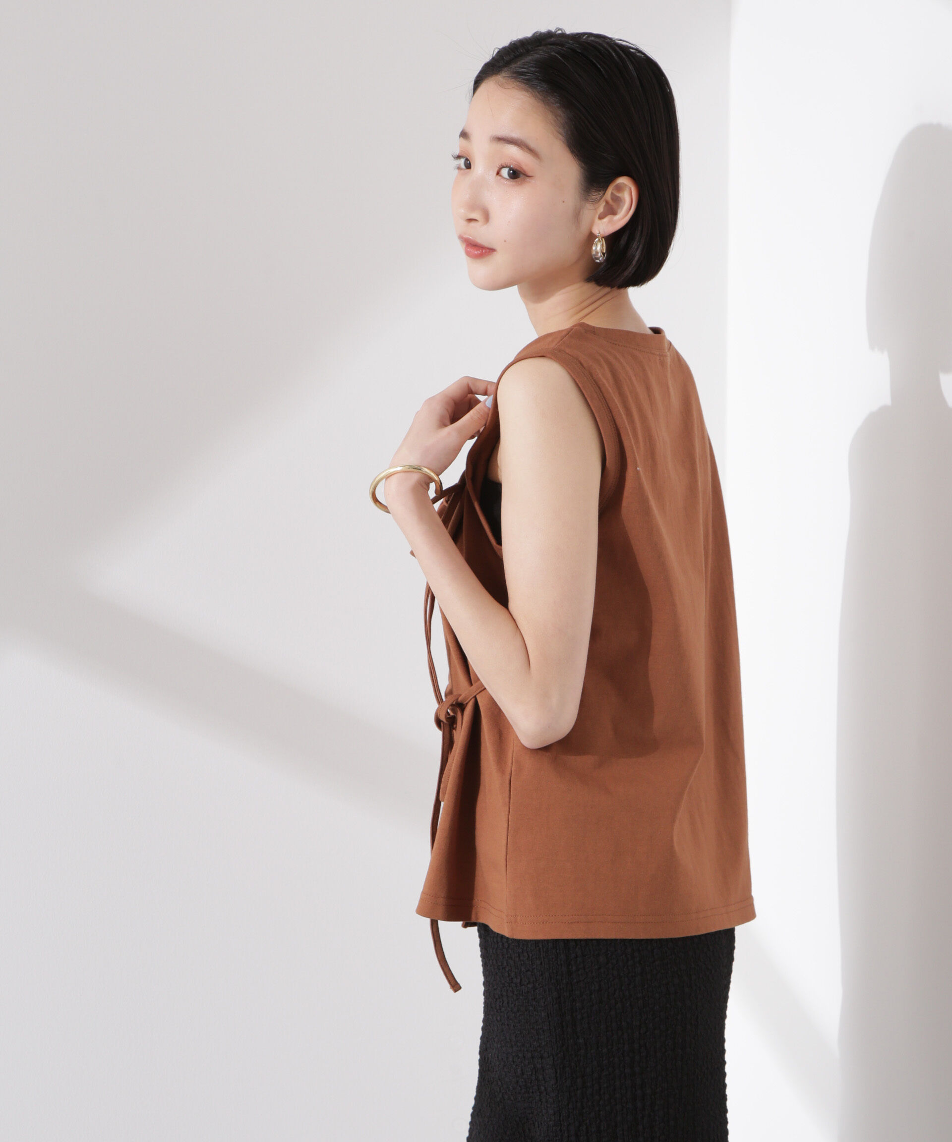 nano･universe「ドライタッチ天竺リボン結びディティールトップス」|Tシャツ・カットソー|