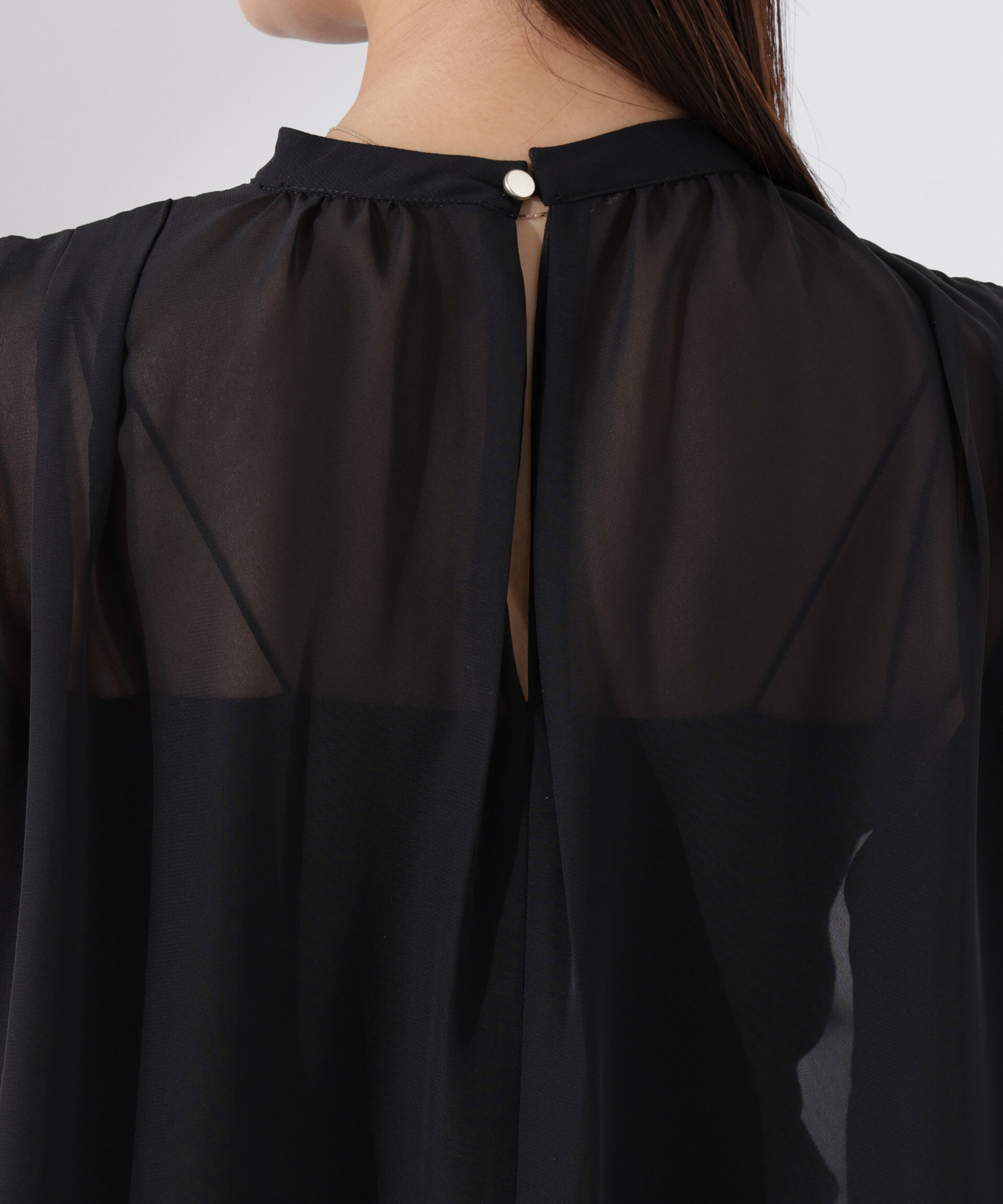 nano･universe「シアージョーゼットギャザーノースリーブブラウス」|シャツ・ブラウス|