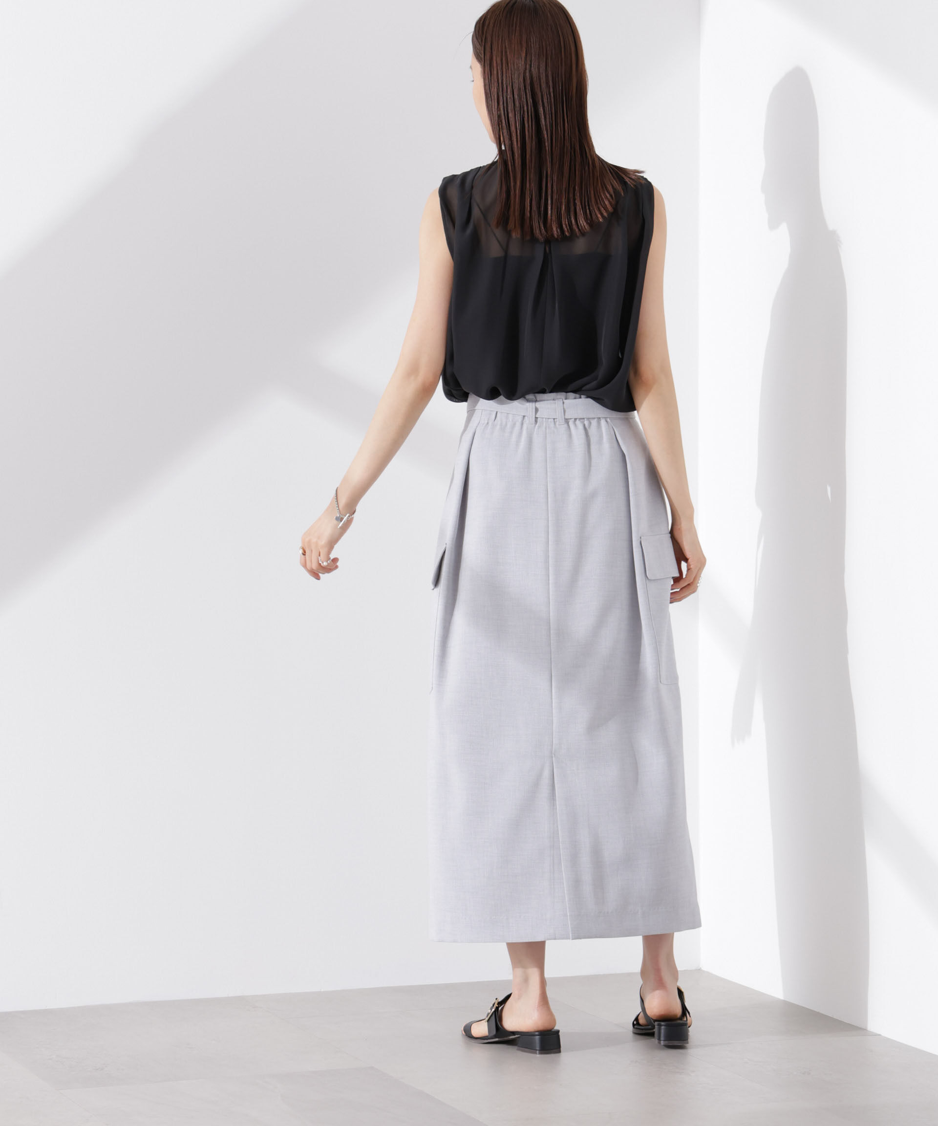 nano･universe「シアージョーゼットギャザーノースリーブブラウス」|シャツ・ブラウス|