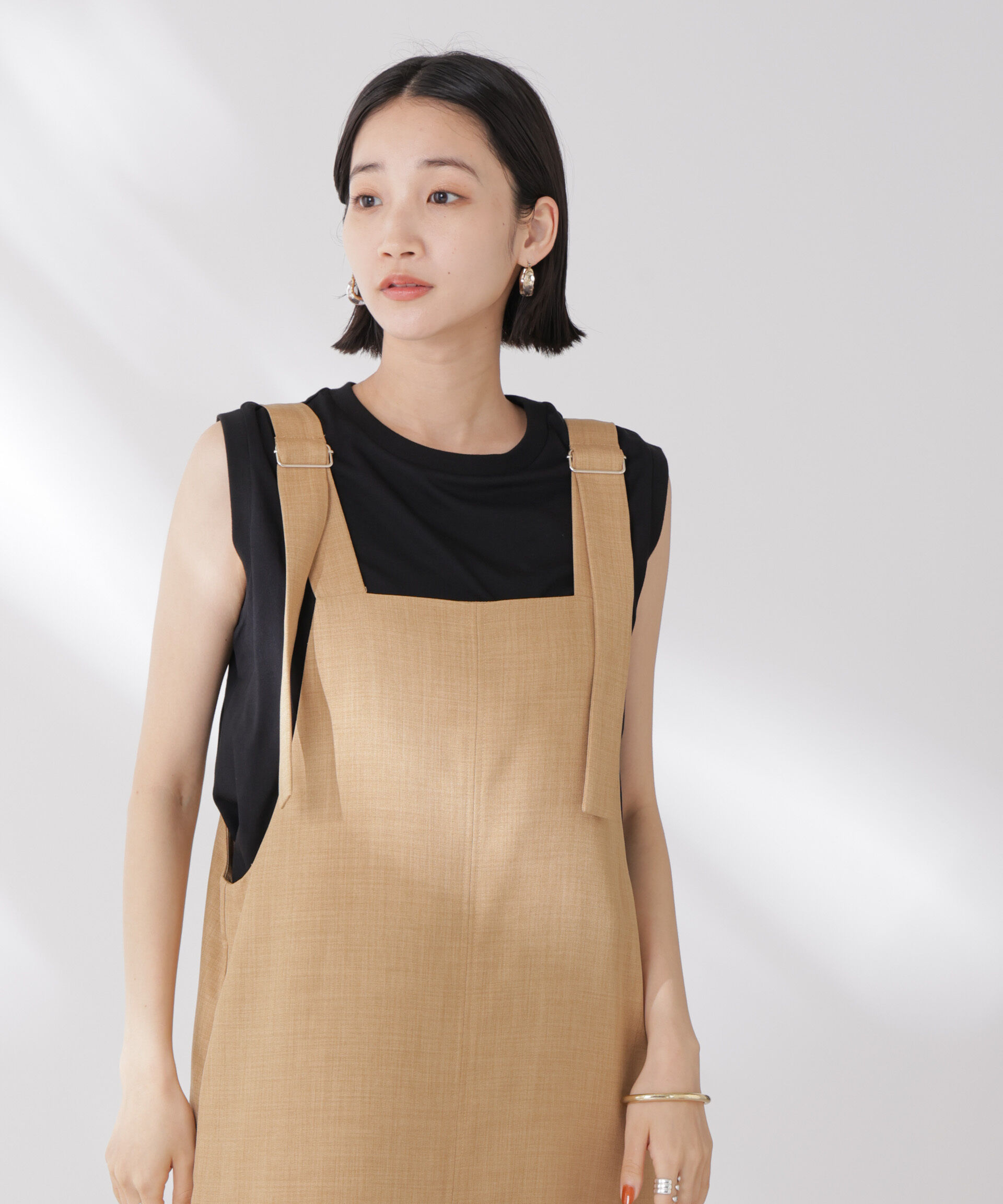 nano･universe「吸水速乾抗菌防臭ノースリーブトップス」|Tシャツ・カットソー|ブラック