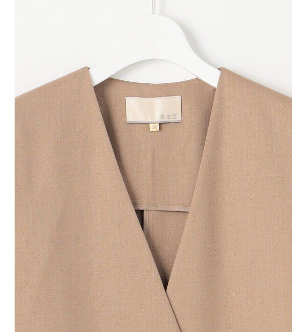 自由区「【接触冷感・速乾・UVケア・撥水・防シワ・XSサイズあり】リネンライクツィル ジレ」|ベスト・ジレ|