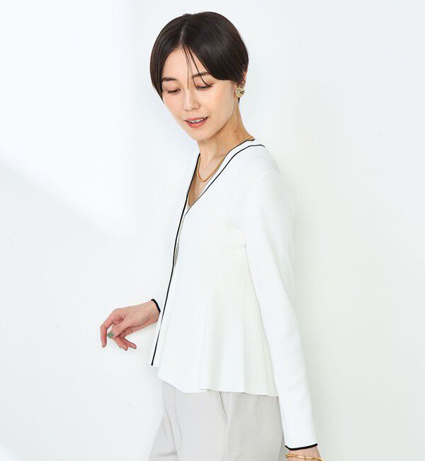 NOLLEY'S sophi「【追加】《手洗い可能》マルチファンクションリブフレアVネックカーディガン」|カーディガン|