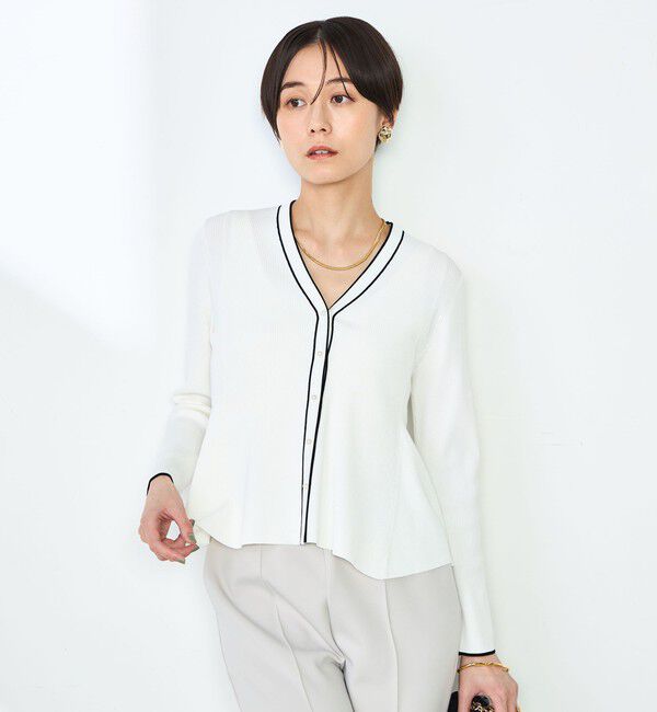 NOLLEY'S sophi「【追加】《手洗い可能》マルチファンクションリブフレアVネックカーディガン」|カーディガン|