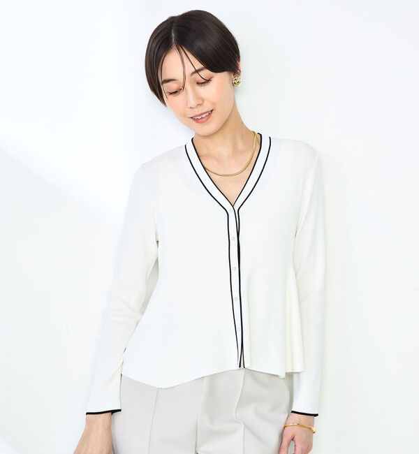 NOLLEY'S sophi「【追加】《手洗い可能》マルチファンクションリブフレアVネックカーディガン」|カーディガン|