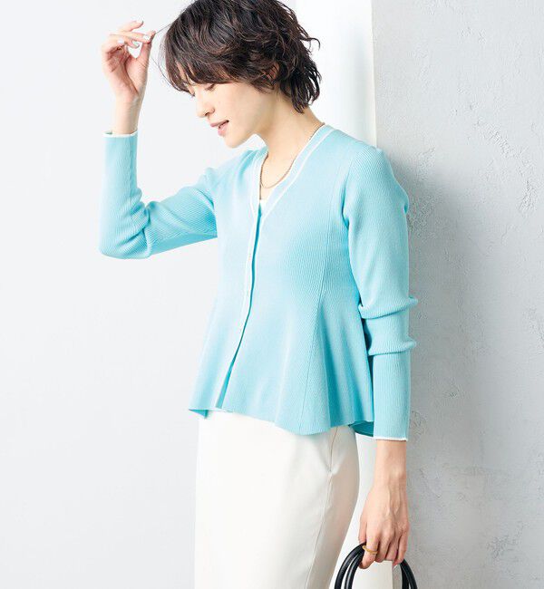 NOLLEY'S sophi「【追加】《手洗い可能》マルチファンクションリブフレアVネックカーディガン」|カーディガン|