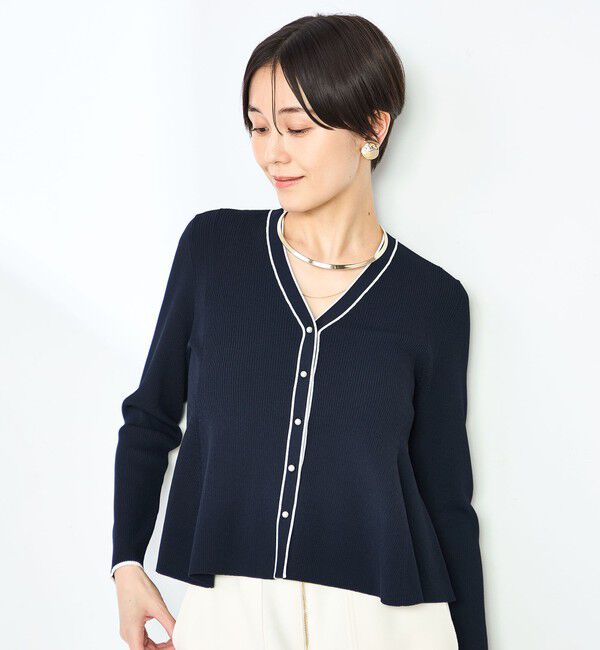 NOLLEY'S sophi「【追加】《手洗い可能》マルチファンクションリブフレアVネックカーディガン」|カーディガン|