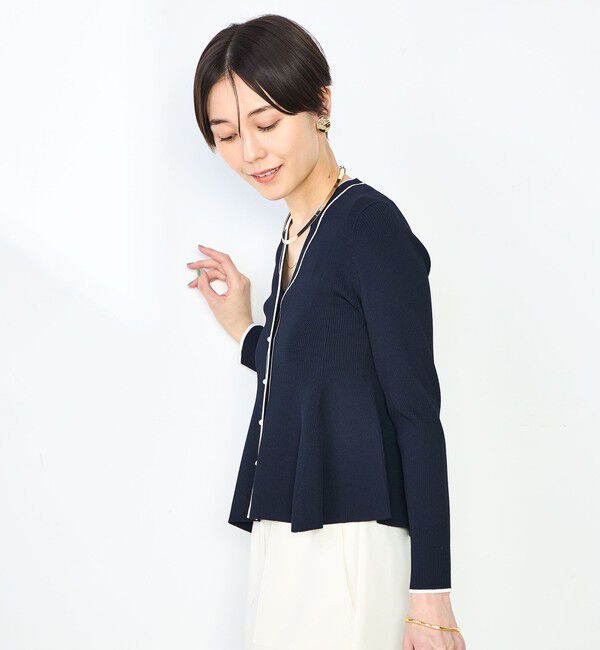 NOLLEY'S sophi「【追加】《手洗い可能》マルチファンクションリブフレアVネックカーディガン」|カーディガン|
