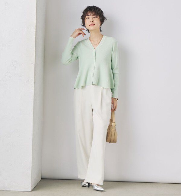 NOLLEY'S sophi「【追加】《手洗い可能》マルチファンクションリブフレアVネックカーディガン」|カーディガン|