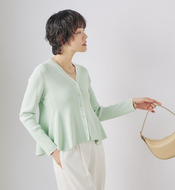 NOLLEY'S sophi「【追加】《手洗い可能》マルチファンクションリブフレアVネックカーディガン」|カーディガン|