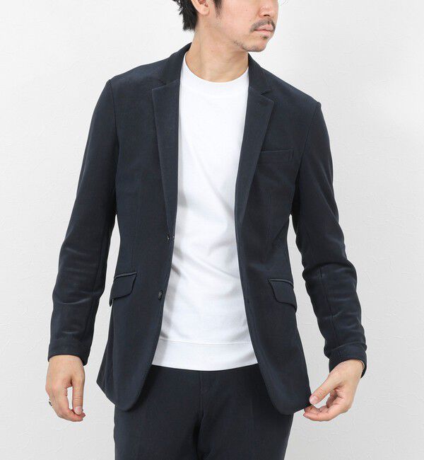 Stutostein「《ビジカジ/セットアップ対応》ストレッチコードピケ ジャケット 26SS」|テーラードジャケット|ダークネイビー