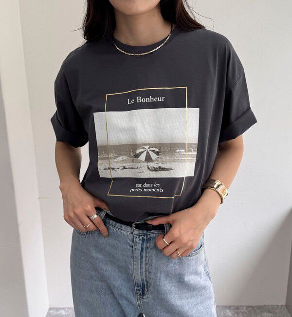 fredy emue「シルケットBEACH PHOTO Tシャツ」|Tシャツ・カットソー|チャコールグレー