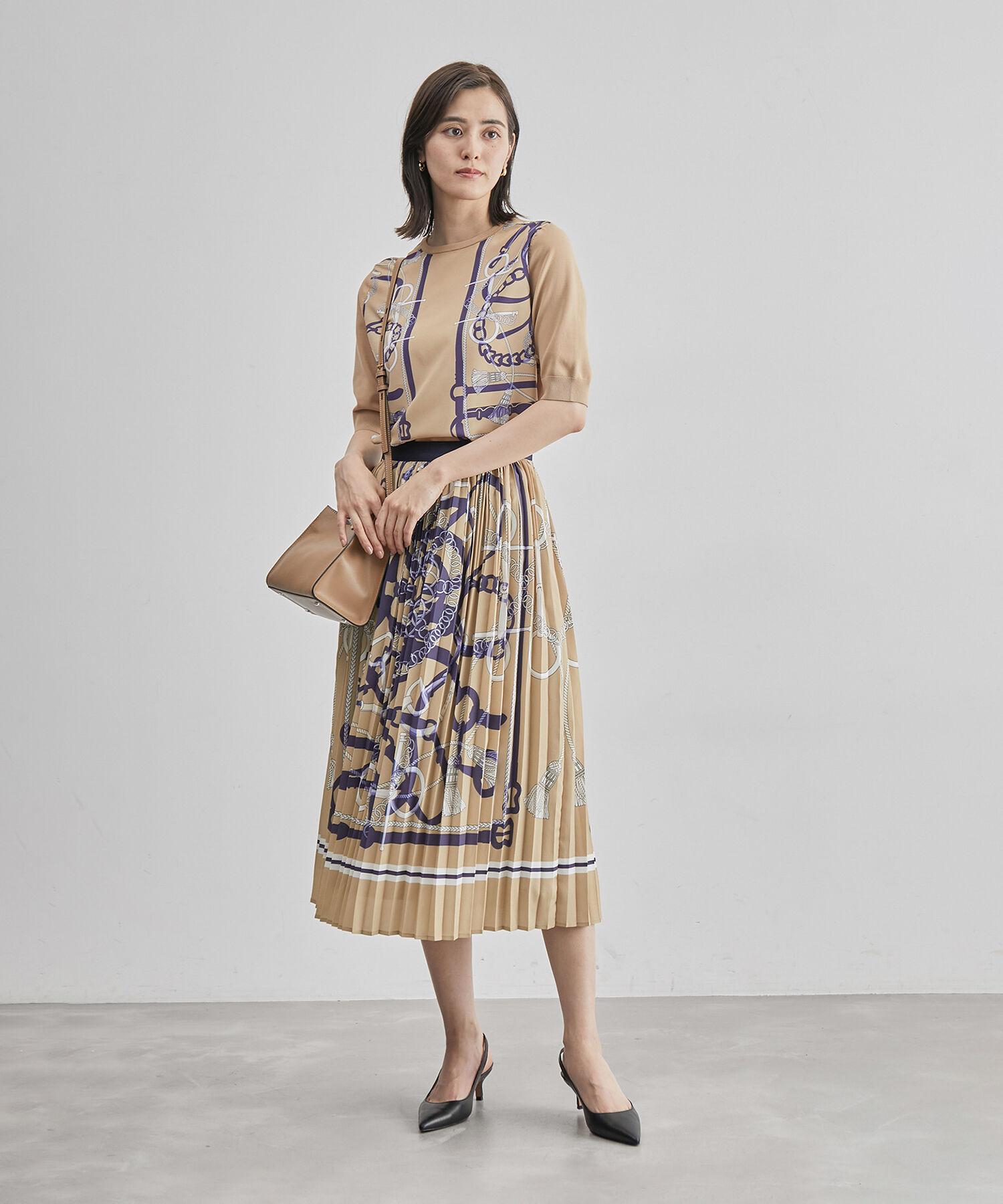 ROPE「ヴィンテージスカーフ柄プリーツスカート」|スカート|