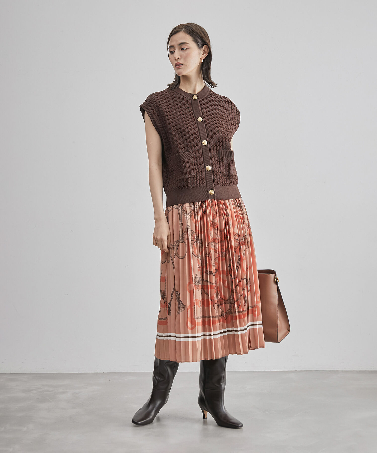 ROPE「ヴィンテージスカーフ柄プリーツスカート」|スカート|