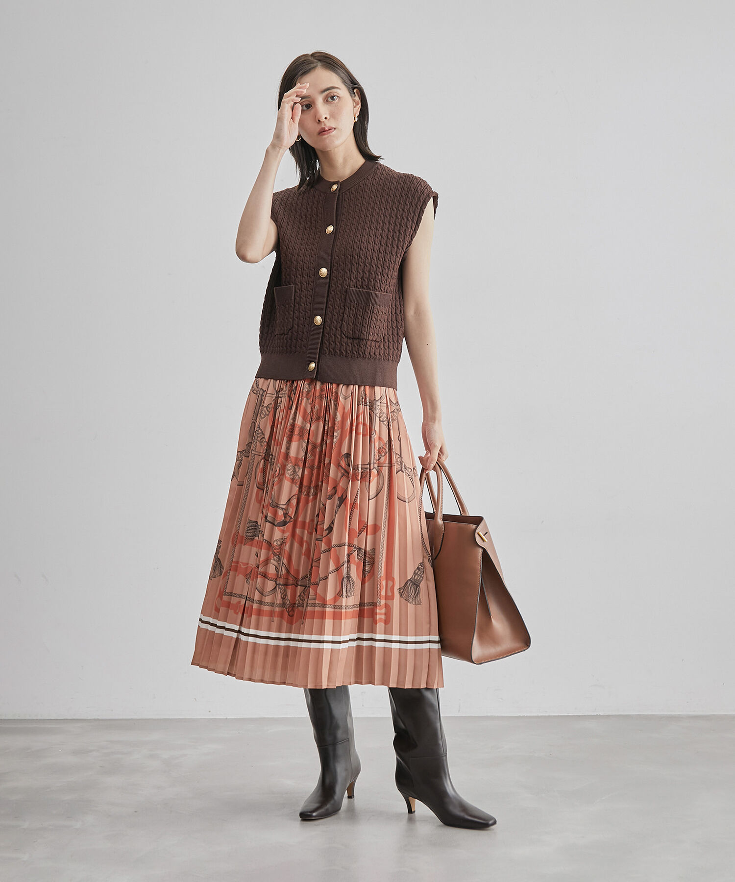 ROPE「ヴィンテージスカーフ柄プリーツスカート」|スカート|