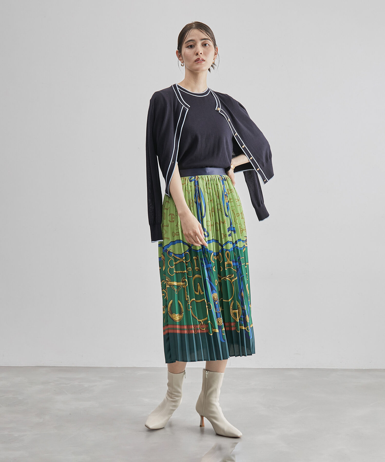 ROPE「ヴィンテージスカーフ柄プリーツスカート」|スカート|