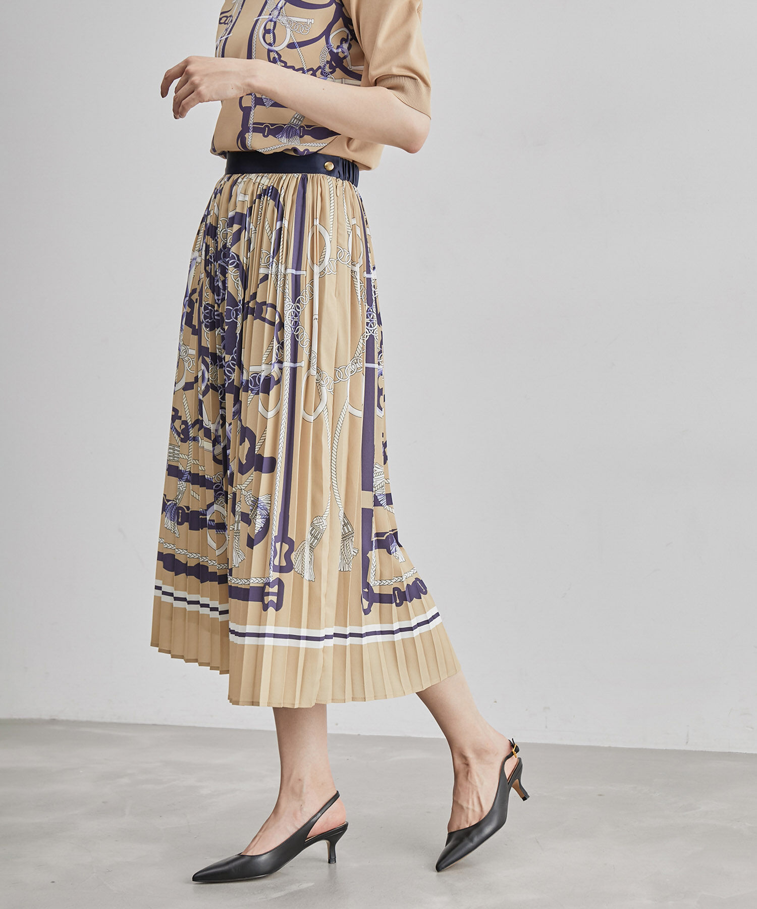 ROPE「ヴィンテージスカーフ柄プリーツスカート」|スカート|