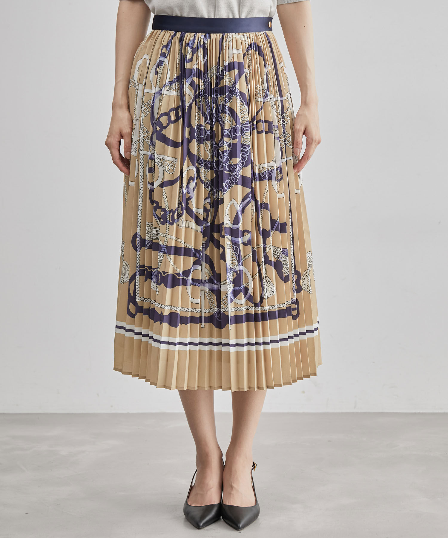 ROPE「ヴィンテージスカーフ柄プリーツスカート」|スカート|