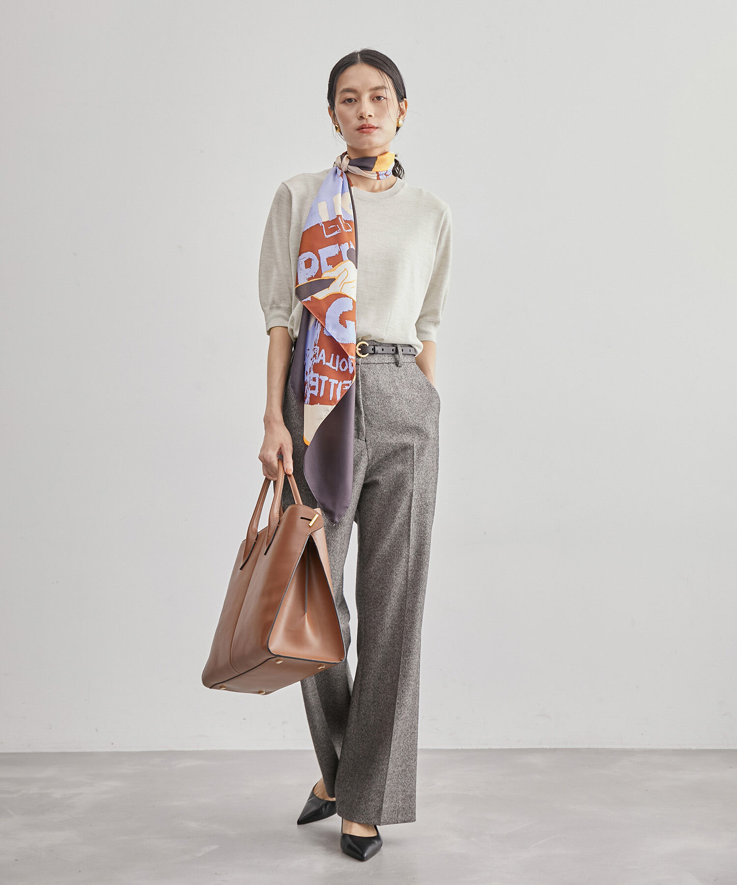 ROPE「ハイゲージウォッシャブル5分袖ニット/アンサンブル可能」|ニット・セーター|