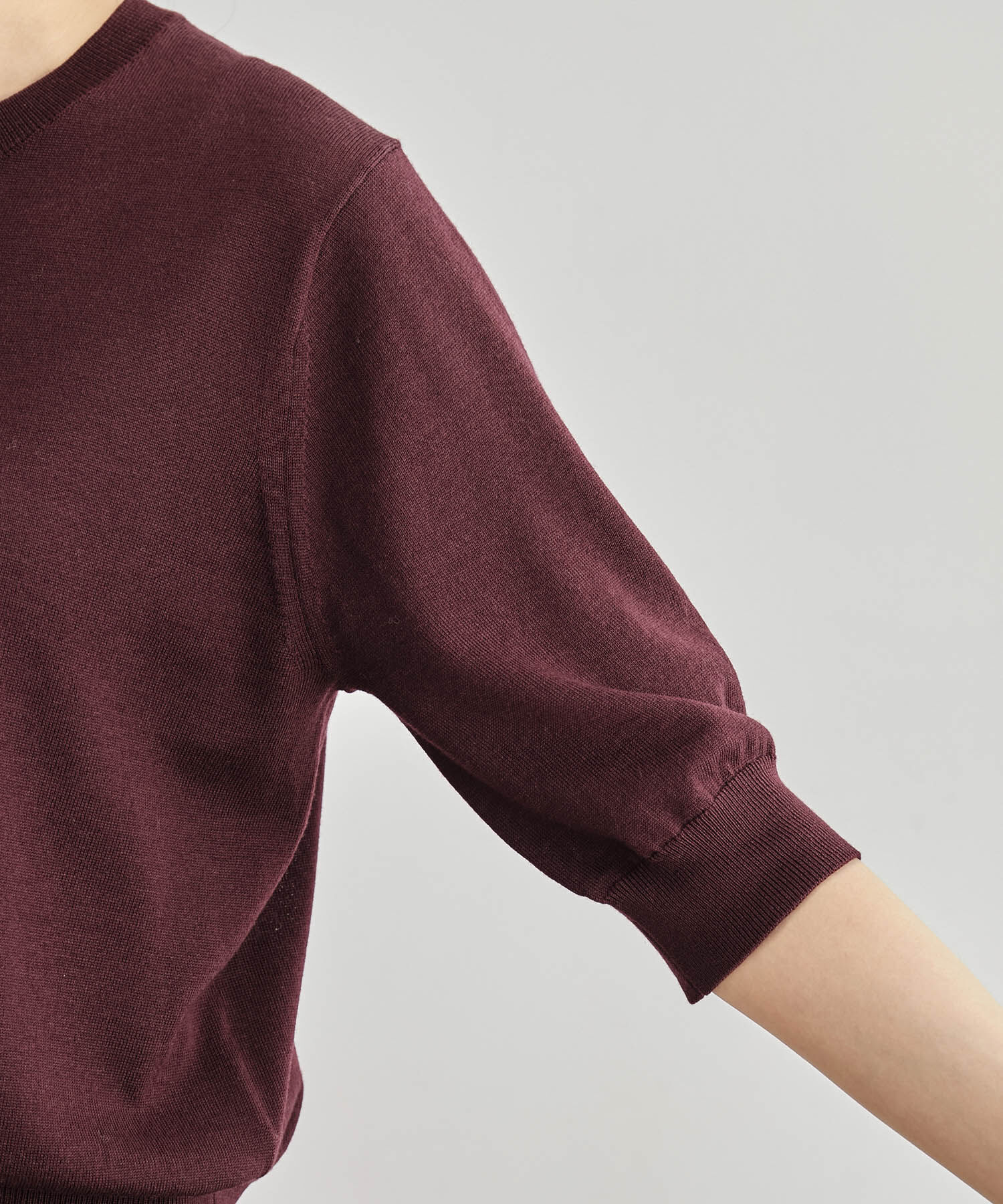 ROPE「ハイゲージウォッシャブル5分袖ニット/アンサンブル可能」|ニット・セーター|