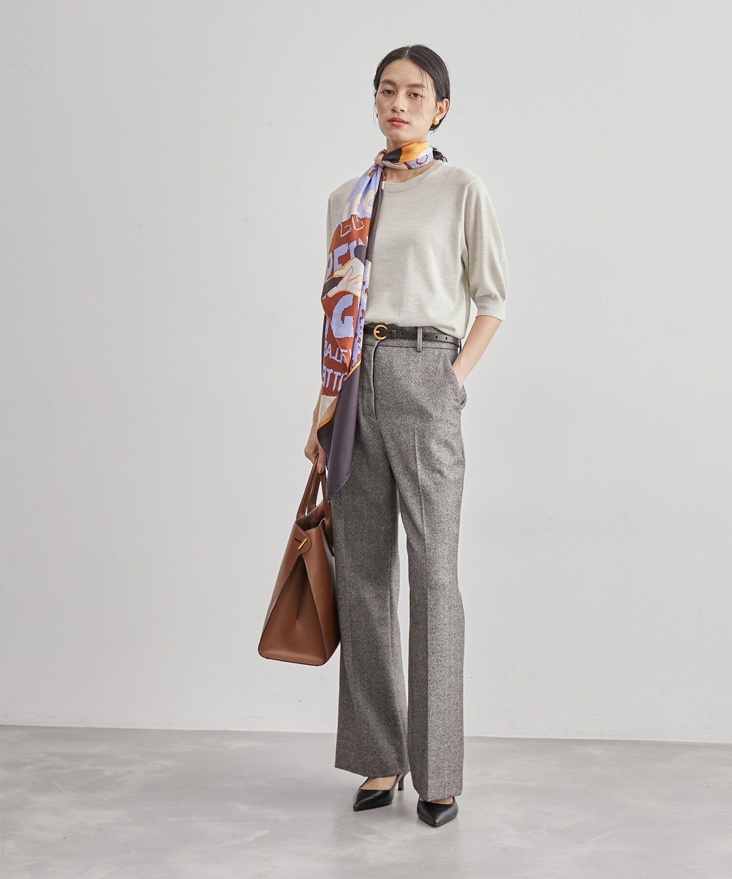 ROPE「ハイゲージウォッシャブル5分袖ニット/アンサンブル可能」|ニット・セーター|