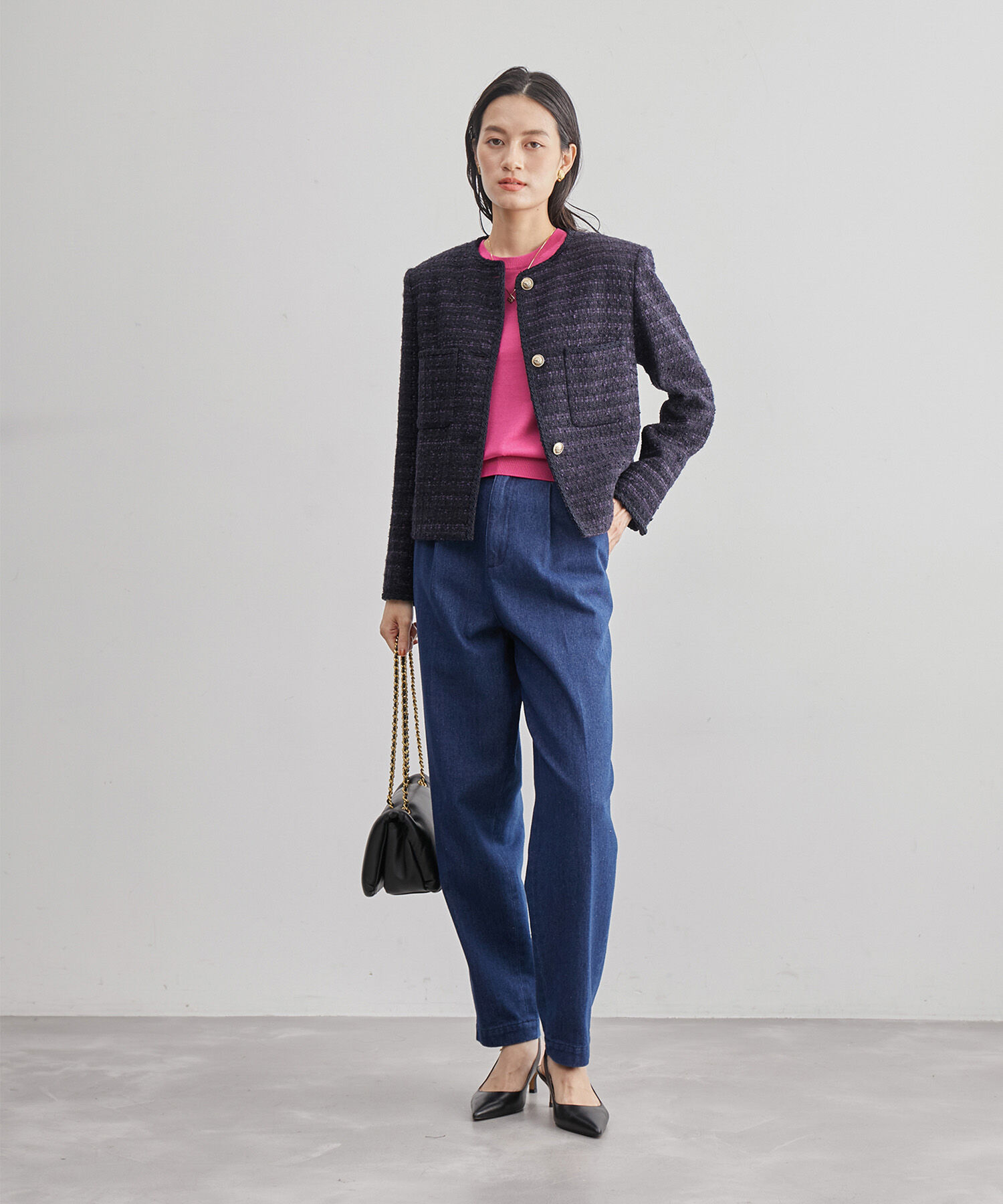 ROPE「ハイゲージウォッシャブル5分袖ニット/アンサンブル可能」|ニット・セーター|