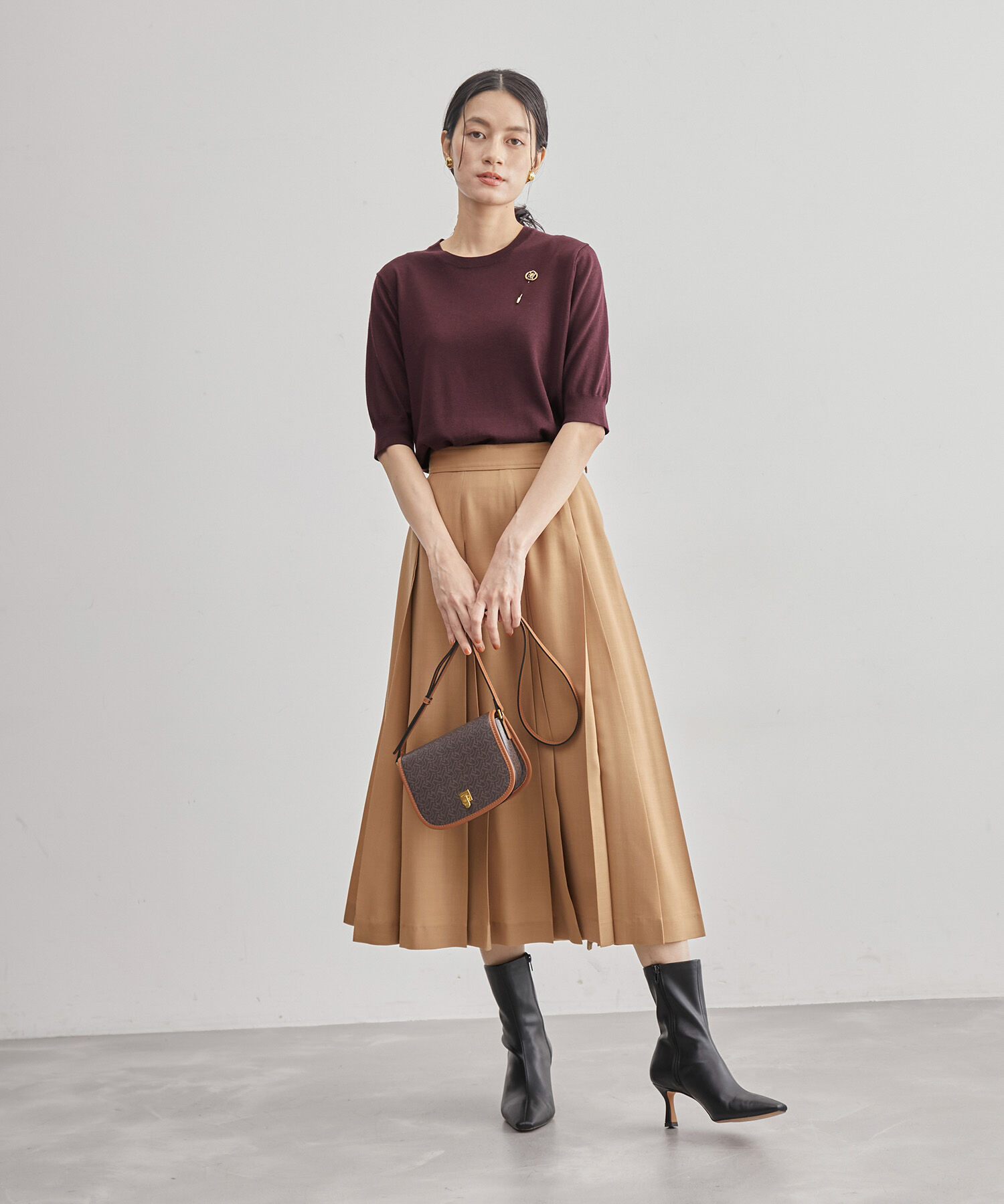 ROPE「ハイゲージウォッシャブル5分袖ニット/アンサンブル可能」|ニット・セーター|