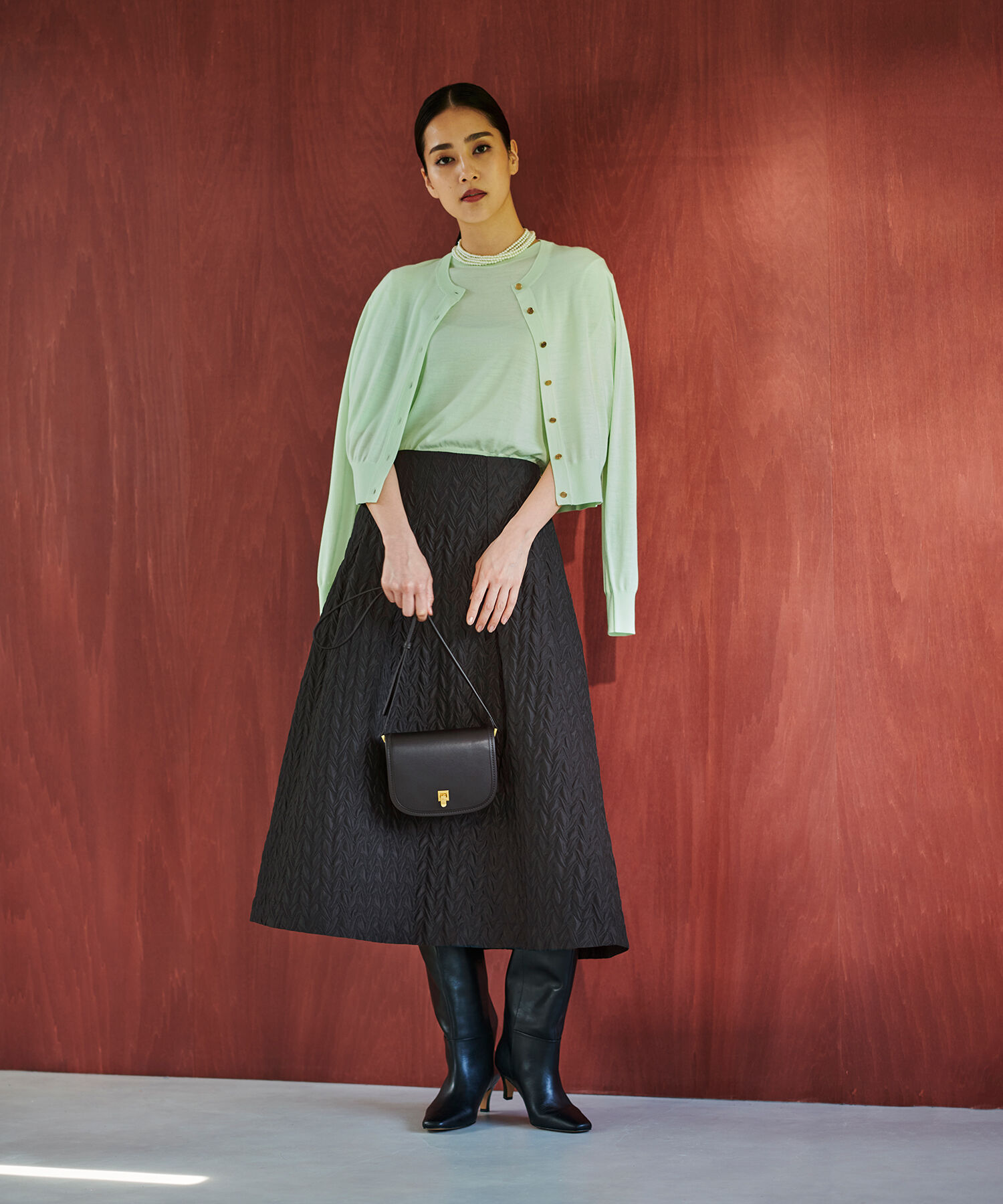 ROPE「ハイゲージウォッシャブル5分袖ニット/アンサンブル可能」|ニット・セーター|