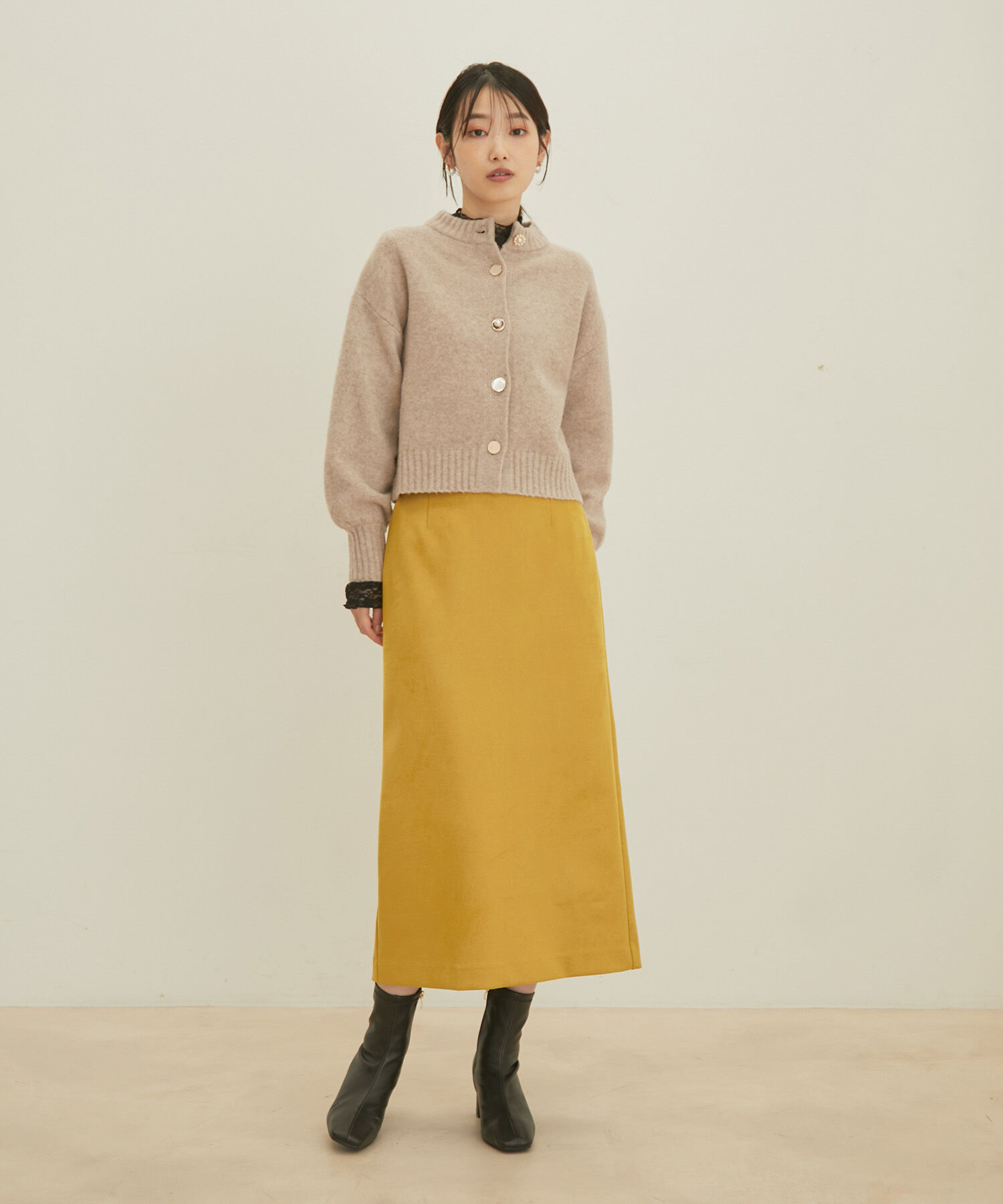 VIS「【洗える】レトロ釦ボリュームスリーブカーディガン」|カーディガン|