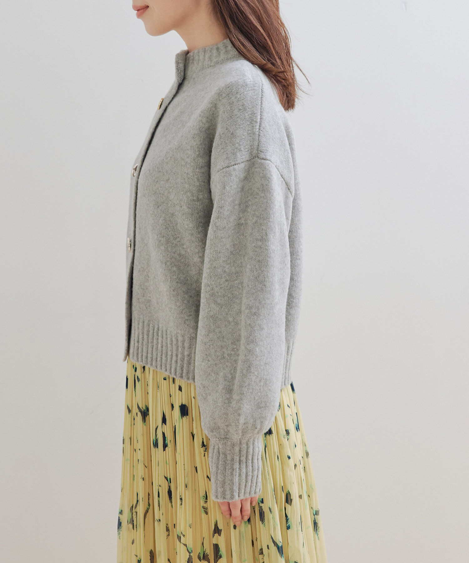 VIS「【洗える】レトロ釦ボリュームスリーブカーディガン」|カーディガン|