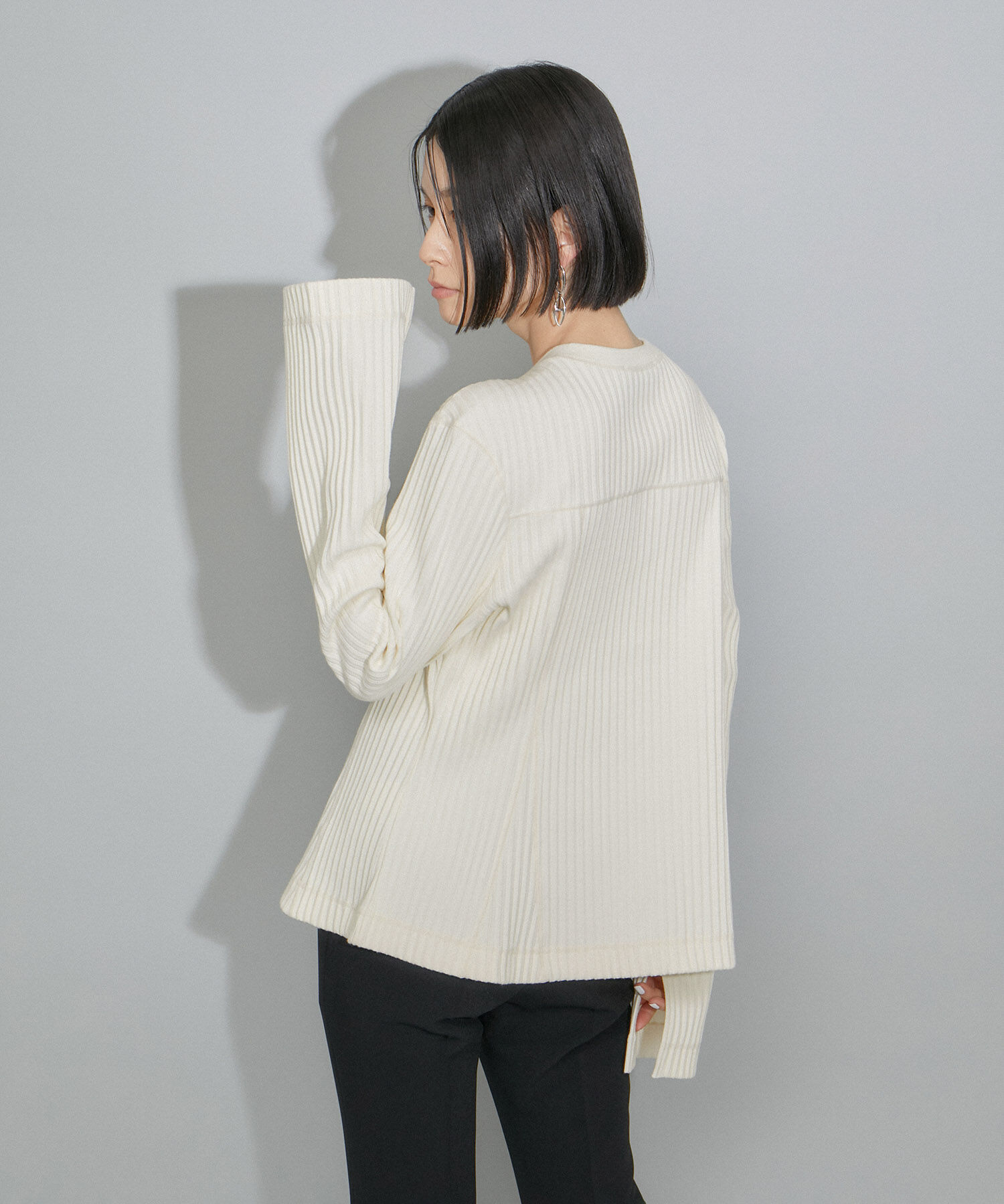 ADAM ET ROPE'「【WEB限定・洗える】フレアーリブカーディガン」|カーディガン|