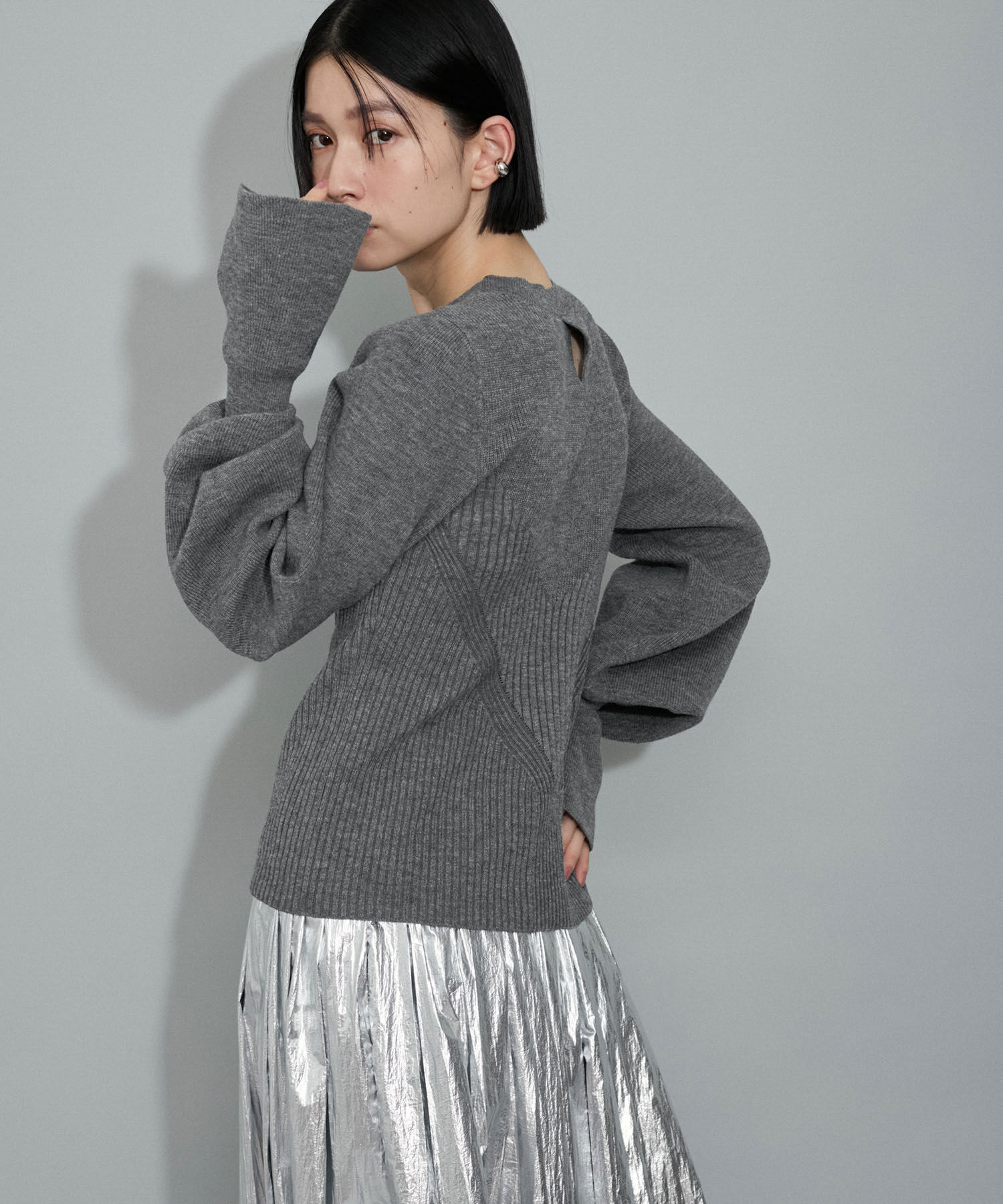 ADAM ET ROPE'「【WEB限定・サステナブル・洗える】フレアカフスパターンニット」|ニット・セーター|