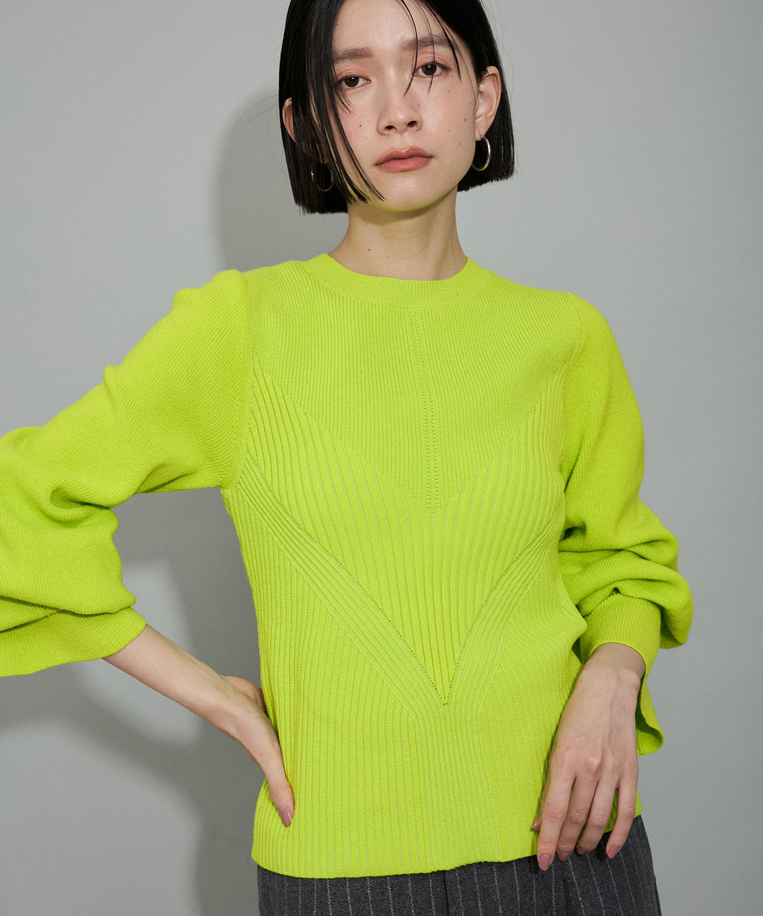 ADAM ET ROPE'「【WEB限定・サステナブル・洗える】フレアカフスパターンニット」|ニット・セーター|