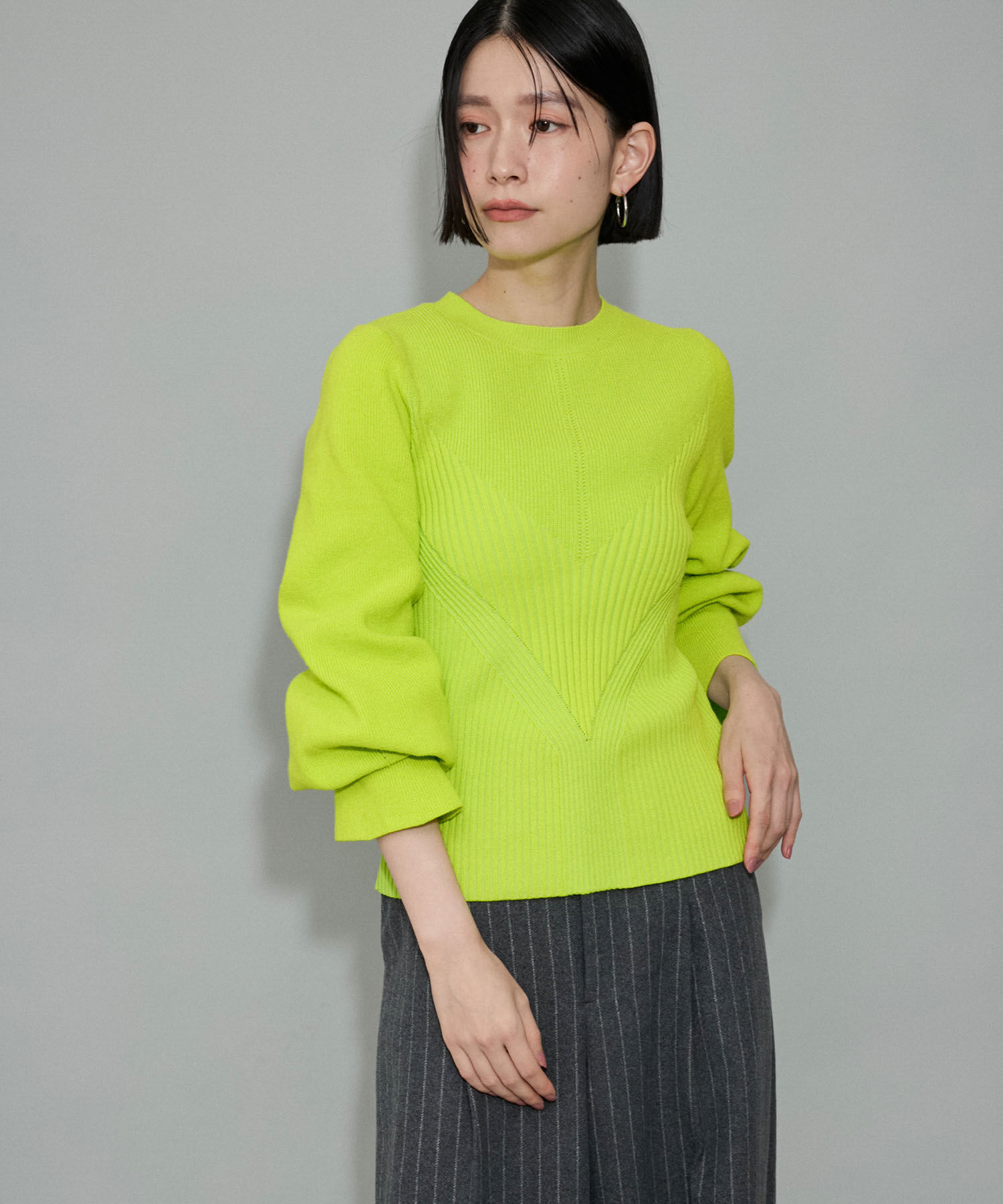 ADAM ET ROPE'「【WEB限定・サステナブル・洗える】フレアカフスパターンニット」|ニット・セーター|