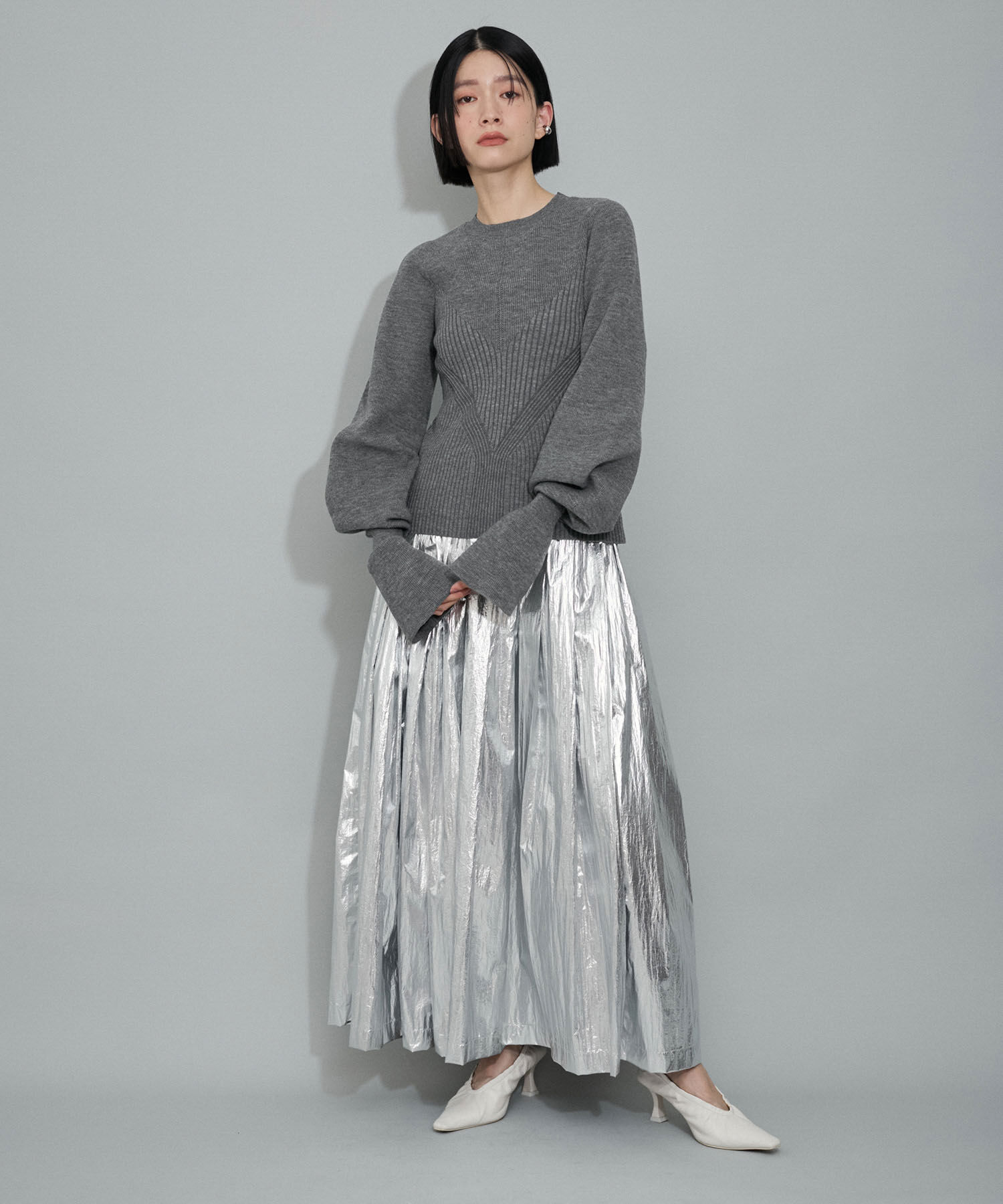 ADAM ET ROPE'「【WEB限定・サステナブル・洗える】フレアカフスパターンニット」|ニット・セーター|