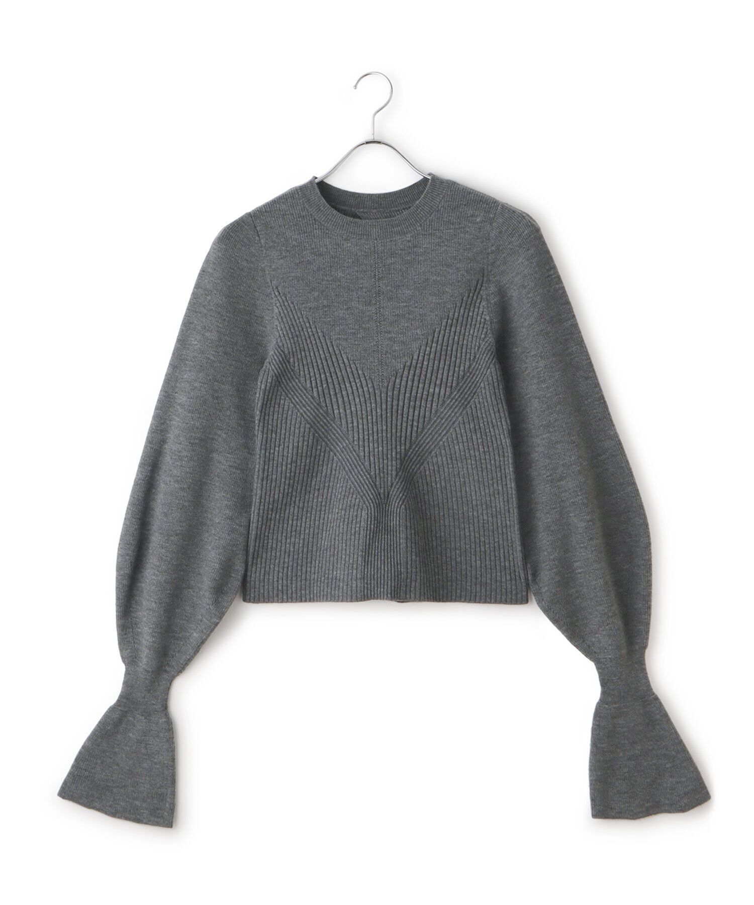 ADAM ET ROPE'「【WEB限定・サステナブル・洗える】フレアカフスパターンニット」|ニット・セーター|