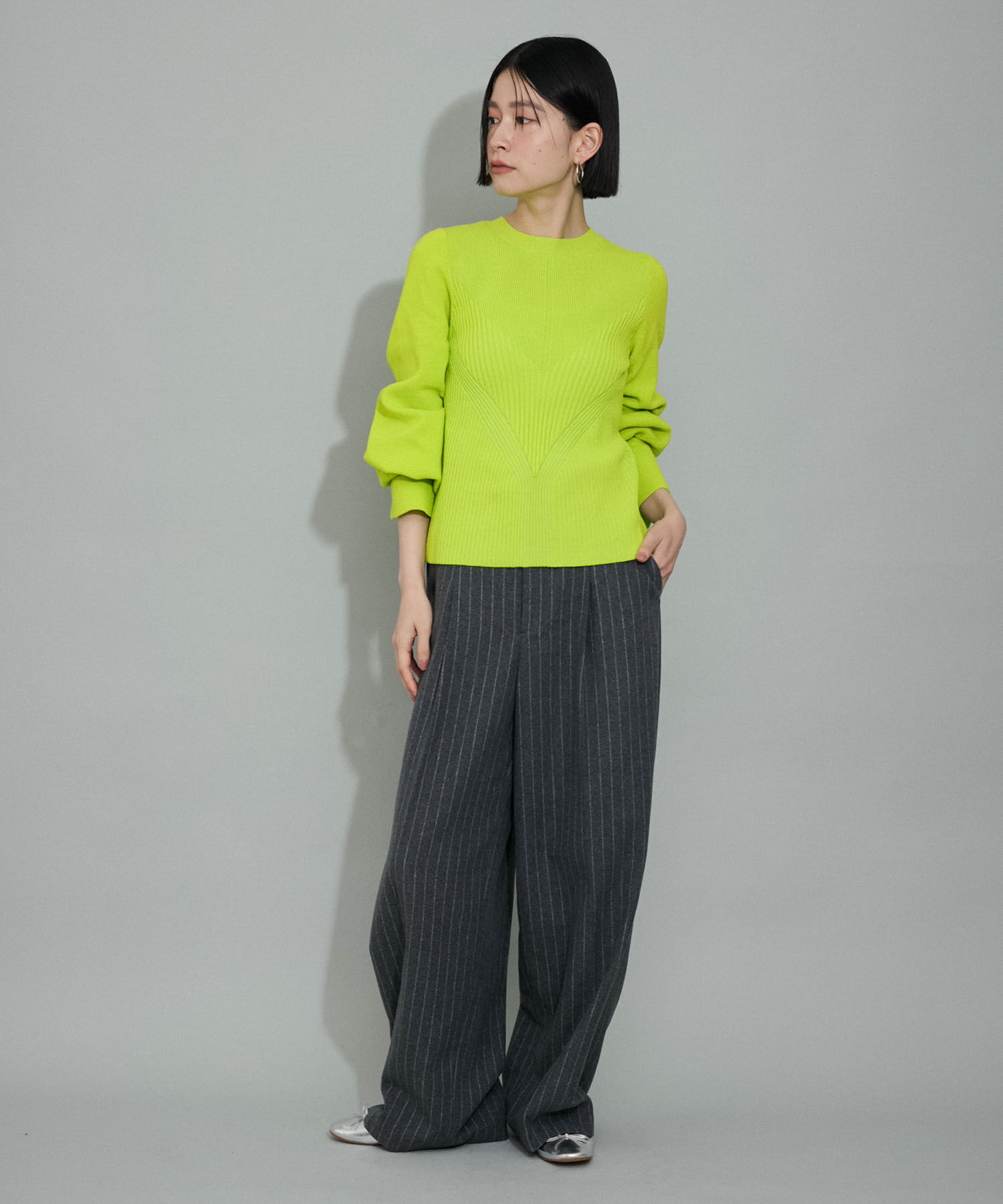 ADAM ET ROPE'「【WEB限定・サステナブル・洗える】フレアカフスパターンニット」|ニット・セーター|