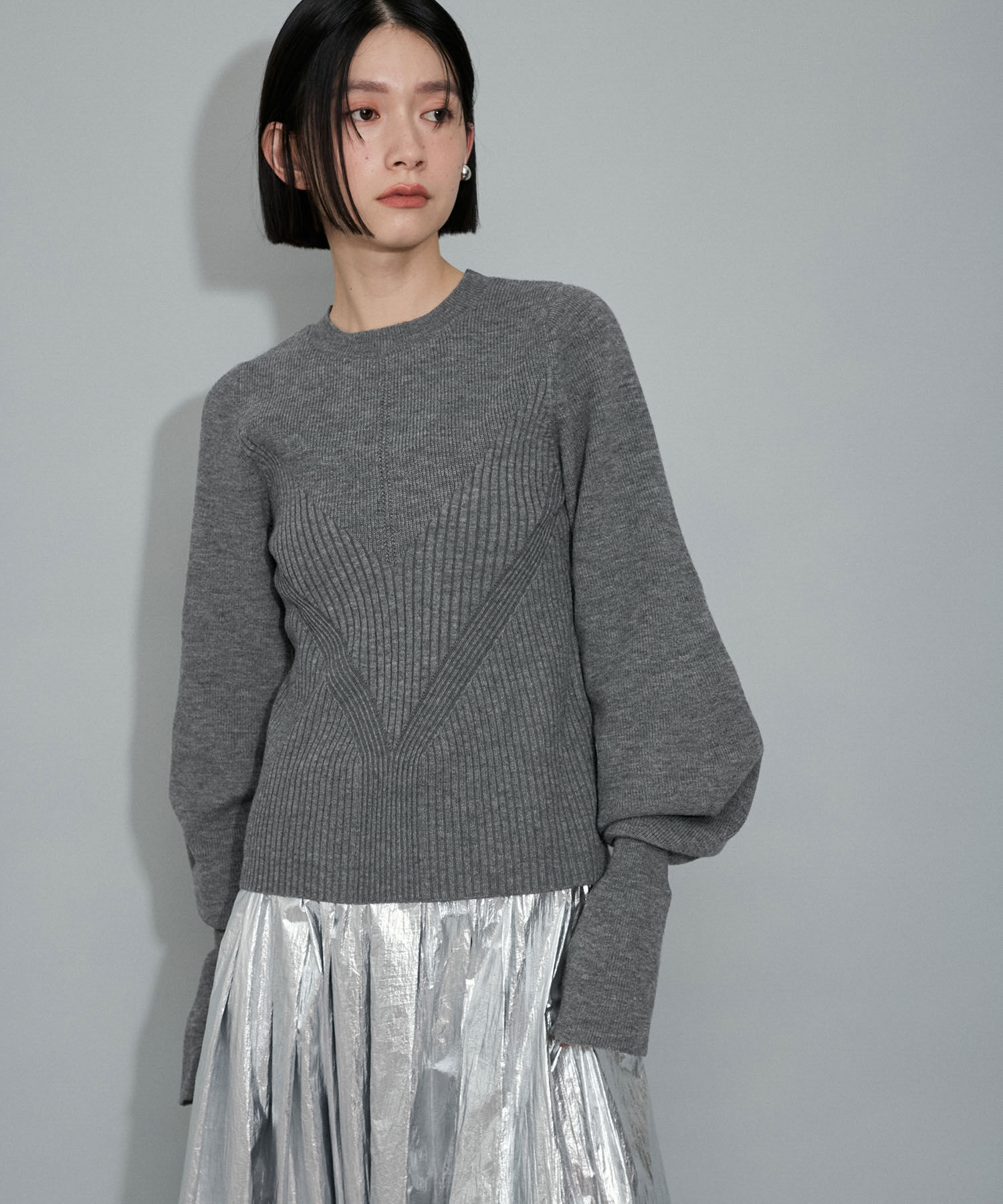 ADAM ET ROPE'「【WEB限定・サステナブル・洗える】フレアカフスパターンニット」|ニット・セーター|