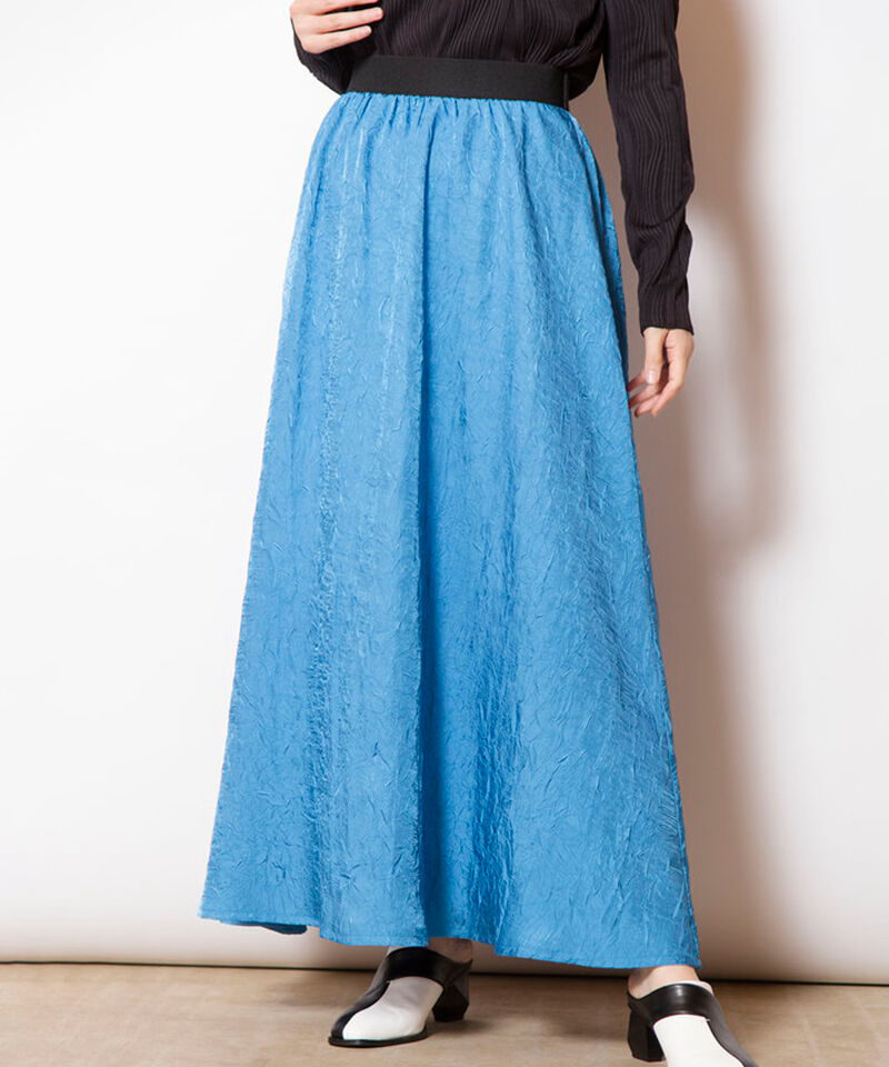  「ワッシャーフレアースカート」|フレア|BLUE