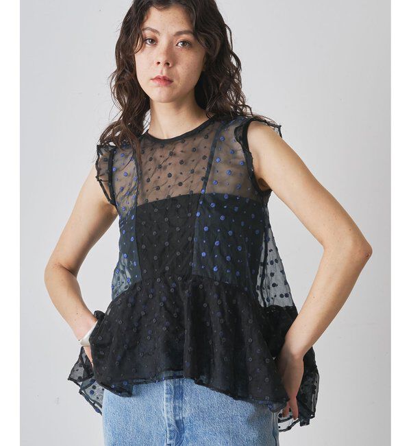  「ドットシアーブラウス」|シャツ・ブラウス|ネイビー