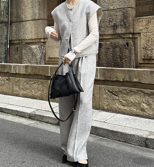  「【オケージョン対応】【WEB限定】ツイードアジャストパンツ」|チノ|