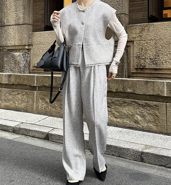  「【オケージョン対応】【WEB限定】ツイードアジャストパンツ」|チノ|