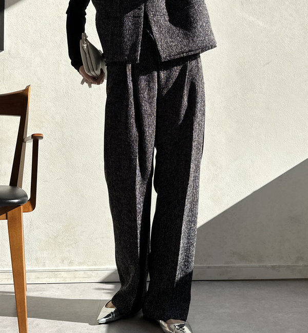  「【オケージョン対応】【WEB限定】ツイードアジャストパンツ」|チノ|ブラック