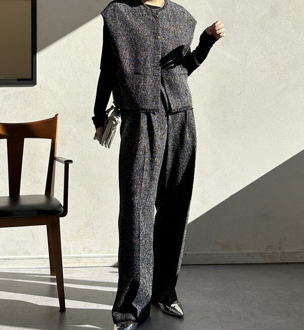  「【オケージョン対応】【WEB限定】ツイードアジャストパンツ」|チノ|