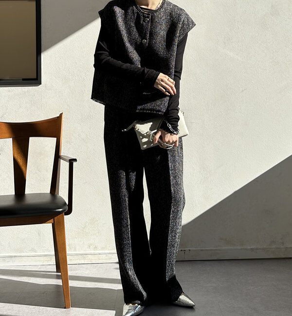  「【オケージョン対応】【WEB限定】ツイードアジャストパンツ」|チノ|