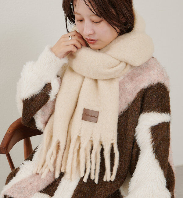  「【5色展開】フリンジマフラー」|マフラー|アイボリー