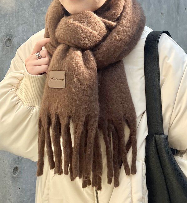  「【5色展開】フリンジマフラー」|マフラー|ブラウン