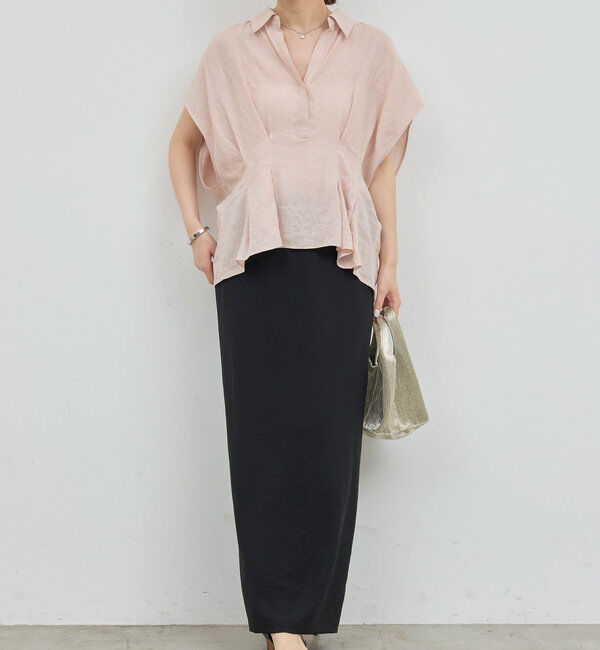  「【大人気ブラウスがリバイバル！】ハーフスリーブウエストシェイプシャツ」|シャツ・ブラウス|