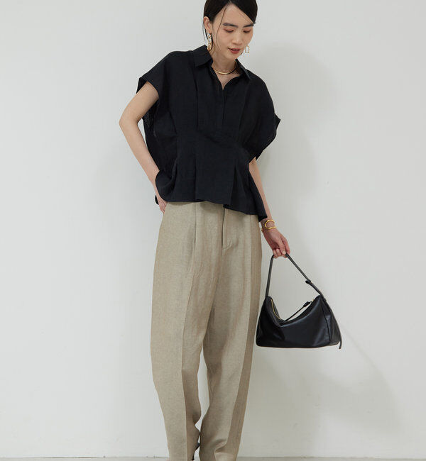  「【大人気ブラウスがリバイバル！】ハーフスリーブウエストシェイプシャツ」|シャツ・ブラウス|
