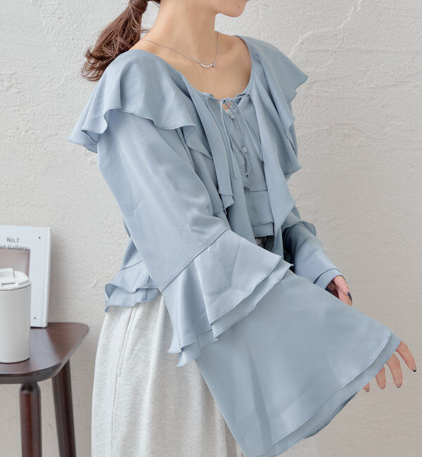  「ラッフルフリルブラウス」|シャツ・ブラウス|ブルーその他1